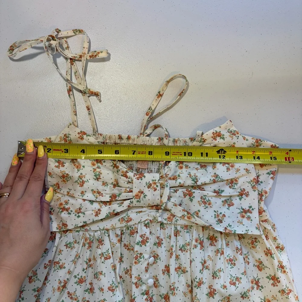 Evolutionary Floral Summer Mini Sundress Bow Dress Boho Cottagecore size medium - Picture 12 of 13